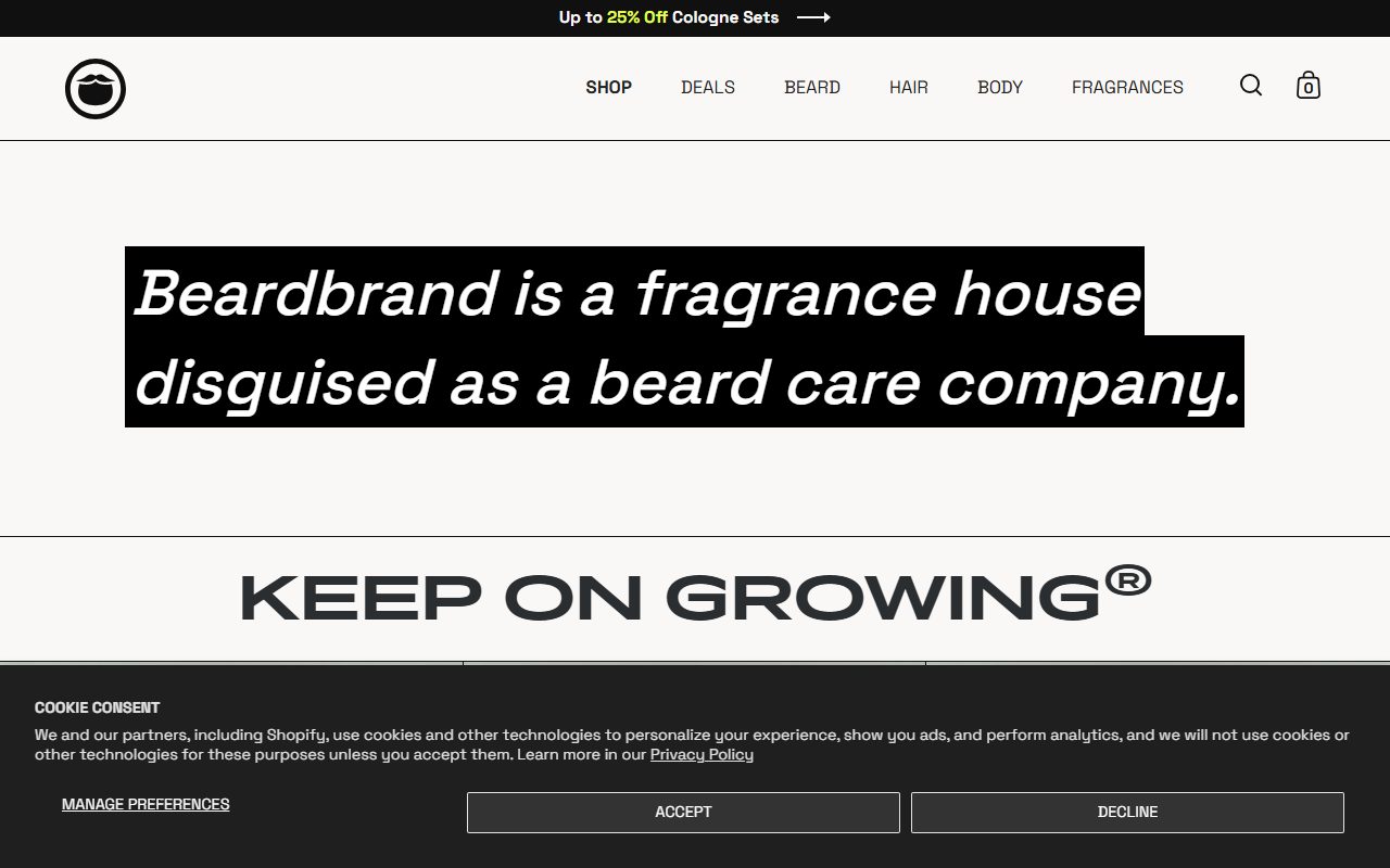 Beardbrand官网首页截屏