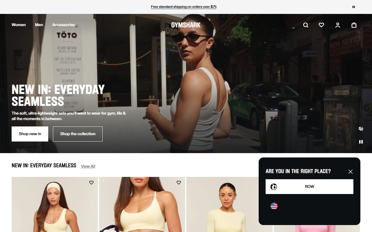 Gymshark官网首页截屏